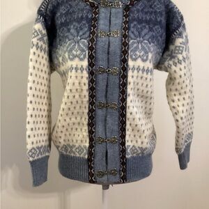Dale of Norway hand knit wool Blue and Cream Patterned Women's Sweater